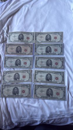 Bundle of 10 $5 red seal 1963 $150