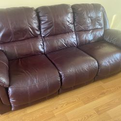 2 Leather Recliner Sofas and 1 Chair 