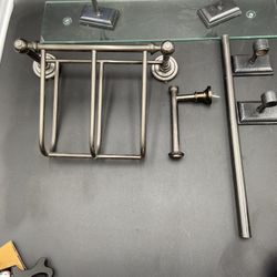 Bathroom Toilet Paper Holder Glass Shelf Magazine Holder And Towel Rack 