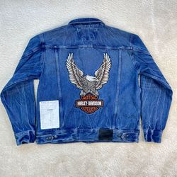 Harley davidson denim top jacket with eagle