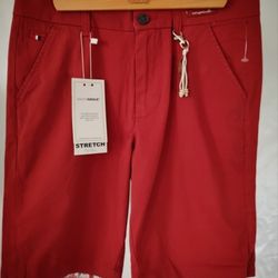 Eighth Avenue Stretch Shorts Men's 28 Red Flat Front Casual Chino Style NWT

