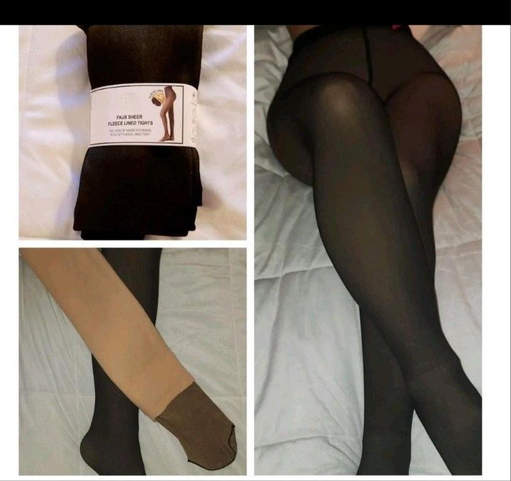 Black nylon tights with brown ban