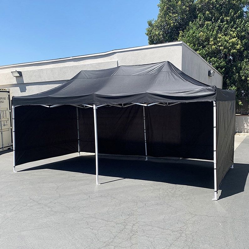 New in box $240 Heavy-Duty Black 10x20 FT Canopy with (4 Sidewalls) Ez Pop Up Outdoor Party Tent w/ Carry Bag