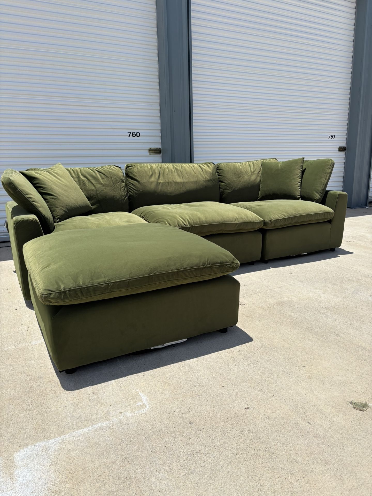 Olive Green Cloud Sectional Couch Free Delivery 🚚