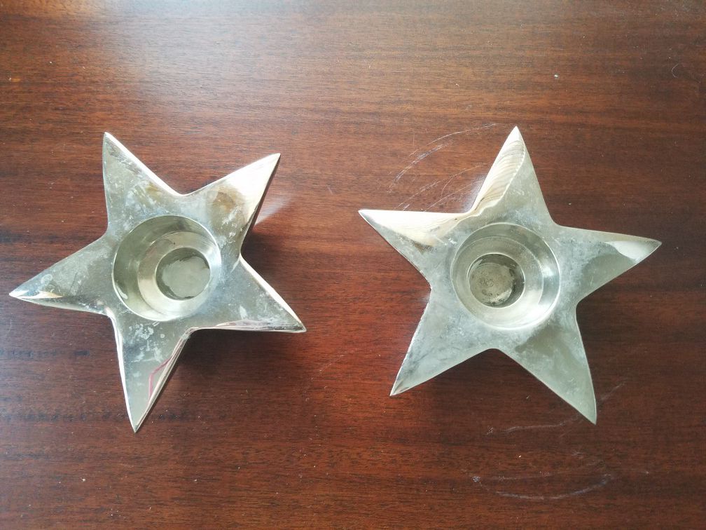 Silver Star Candle Holders