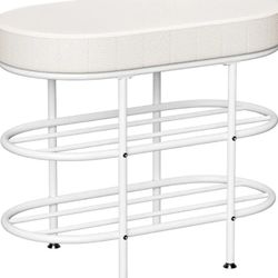 Shoe Bench with Cushion, 3 Tier Shoe Rack Storage Bench