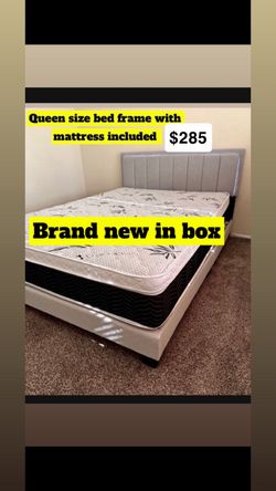 Queen bed frame plus mattress