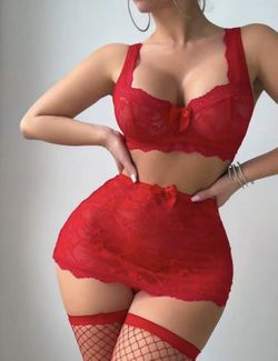 5pcs Set Sexy Lace Bra With Bodycon Dress And Mesh Tights Bridal Lingerie
