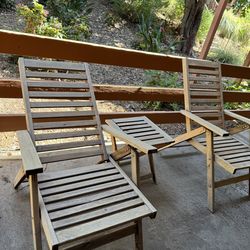 Wooden reclining lounge chair set