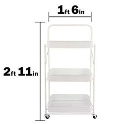 Folding Rolling Metal Cart - White