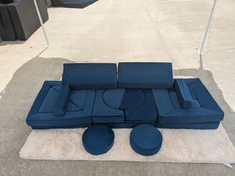 Kids Play Couch, Navy Blue Foam Fort/Playset (Multi-Piece Set)