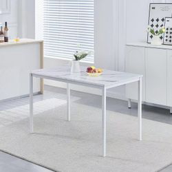 47 Inches White Faux Marble Dining Table for 2-4 People