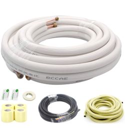 33 Ft Mini Split Line Set, 1/4” + 3/8“, HVAC insulated copper tubing
