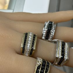 10KT Gold Mens Black Natural Diamond Rings