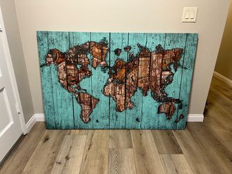 World Map Stretched Canvas Art
