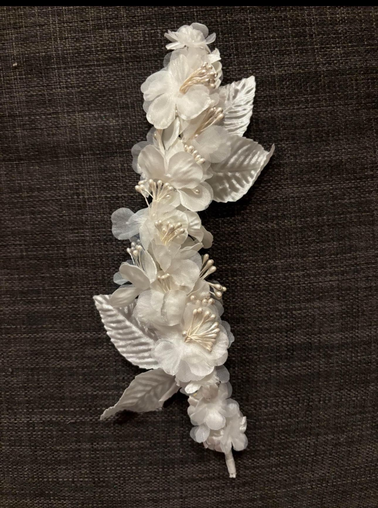 Floral white 9” sprig headband headwear fashion crafting hat wedding