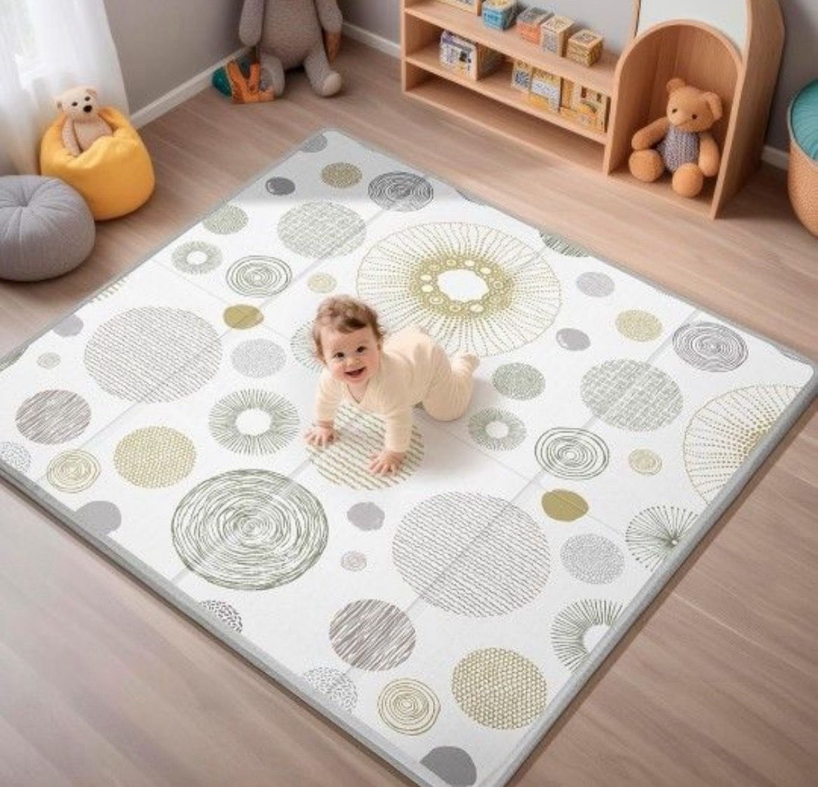 Reversible Playmats, Foldable Baby Play Mat, 50X50x0.4 inches, Waterproof Playpen Mat for Babies and Toddlers Kids, Safe Playmat for Tummy Time, gift