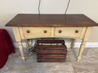 Solid Wood Side Table with 2 Drawers