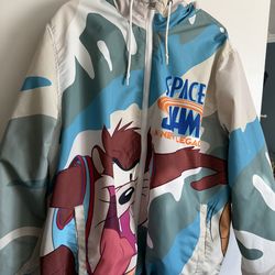 Adorable Space Jam: A Legacy Zip Up Unisex Hooded Windbreaker Jacket By Members Only
