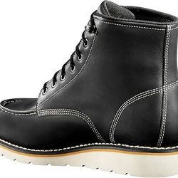 NEW Size 12  wide Or 13 Wide Men Work Boots Carhartt Waterproof Wedge Soft Toe Boot 6 Inch Moc Toe Black
