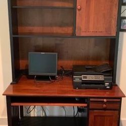 Ethan Allen American Impressions Cherry Desk with Bookcase Hutch Top