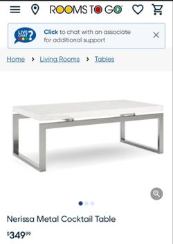 Rooms To Go Nerissa Metal Faux Marble Cocktail Table