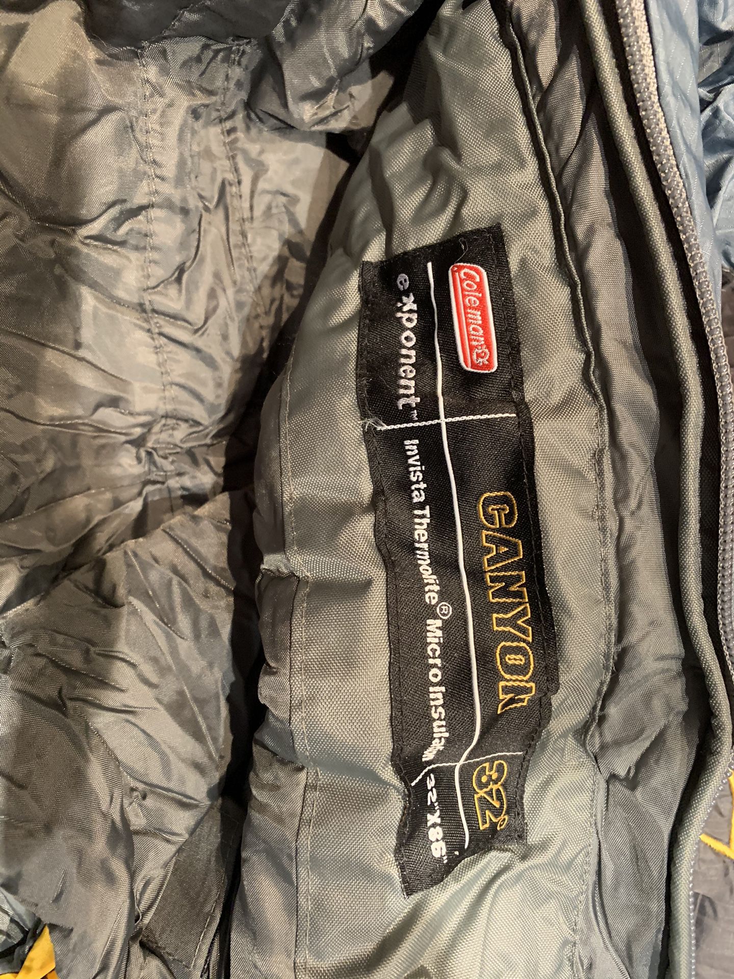 Coleman thermolite sleeping bag and stuff sack