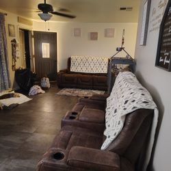 Reclining Sofa And Love Seats With USB And Outlets 