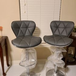 2 Gray Bar Stools Brand New 