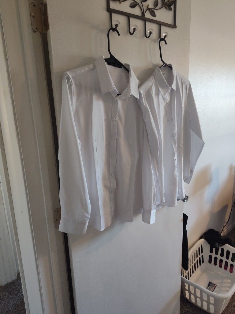 Brand New J.VER Solid White Long Sleeve Button Up Dress Shirt/Shirts. 10$ A Piece Of Both For $15...Obo.