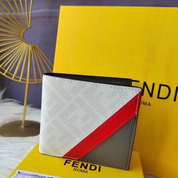 FENDI White and grey men's leather wallet 