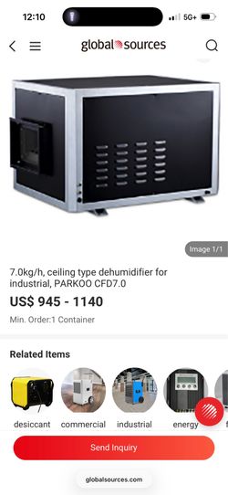 7.0kg/h, ceiling type dehumidifier for industrial, PARKOO CFD7.0