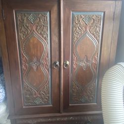 Carved Wood Armoire 