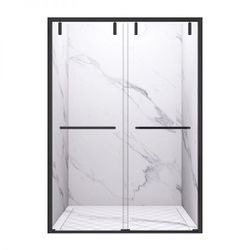 60 in. W Frameless Sliding Glass Shower Door in Matte Black Finish (10 mm) Clear Glass $449 