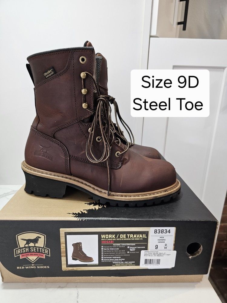 Red Wings Irish Setter Safety Toe Work Boots Size 9