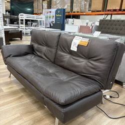 Costco open box top grain leather eurolounger sofa bed