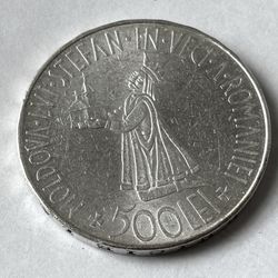 1941 Romania 500 Lei Large Silver Coin Rare Key Date