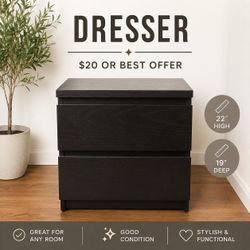 Black 2-Drawer Dresser / Nightstand – $20 OBO
