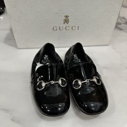 Gucci Patent Leather Black Toddler Shoes 