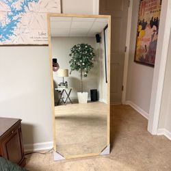Large Full Length Natural Wood Framed Mirror Leaning or Wall Mounted Mirror 24x58
