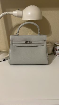 Top Handle KL Belted Leather Satchel Bleu Brume 25cm