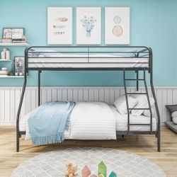 Sturdy Metal Bunk Bed Twin Over Full Size