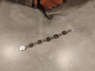 Silver & Turquoise Needlepoint Link Bracelet
