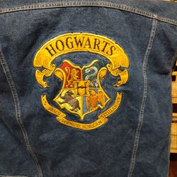 Harry Potter s Hogwarts Vintage Denim Jacket By Warner Bros