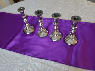 4 Silver metal candle holders