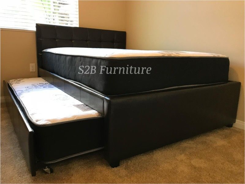 Full Twin Expresso Trundle Bed With Ortho Mattress Included!!