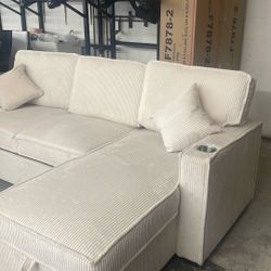 New Sleeper Sectional Couch With Storage / Free Delivery 