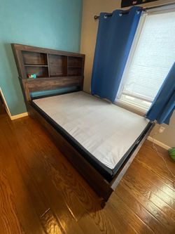 Solid wood headboard and frame with box spring