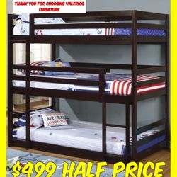 Brand New Triple Bunk Bed 50% Off Only At Valerio’s Furniture 
