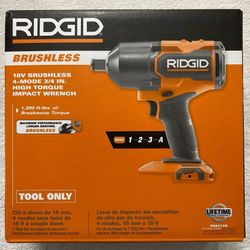 NEW Ridgid 18V Brushless Cordless 3/4 in. High Torque Impact Wrench (Tool Only)